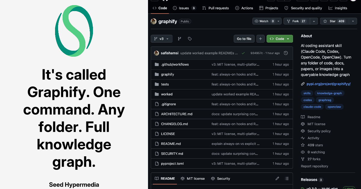 It's called Graphify. One command. Any folder. Full knowledge graph.